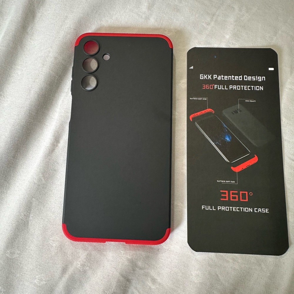GK Black Phone Case with Red Accents - 360° Protective Cover